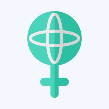 İkon Dünyası Feminizmi. Feminizm sembolüyle ilgili. Düz stil. dizayn edilebilir