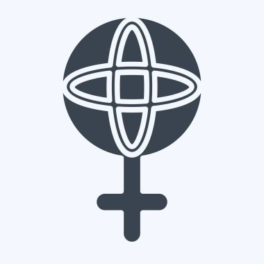 İkon Dünyası Feminizmi. Feminizm sembolüyle ilgili. Kabartma tarzı. dizayn edilebilir