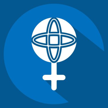 İkon Dünyası Feminizmi. Feminizm sembolüyle ilgili. Uzun gölge tarzı. dizayn edilebilir