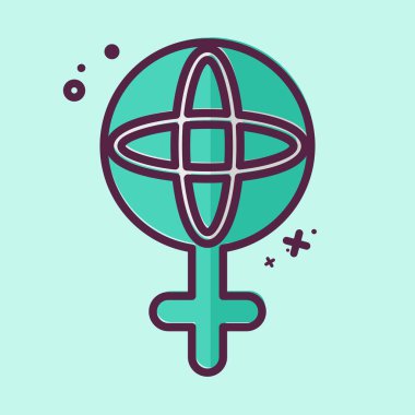 İkon Dünyası Feminizmi. Feminizm sembolüyle ilgili. MBE tarzı. dizayn edilebilir