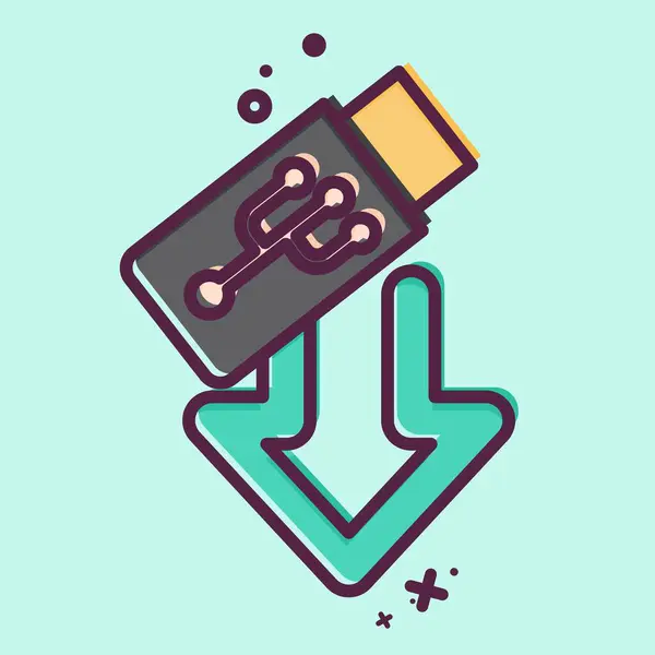 Simge USB. İndirme sembolüyle ilgili. MBE tarzı. dizayn edilebilir