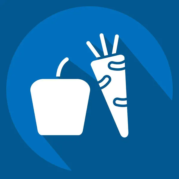 Simgesel sebzeler. Meyve ve Sebze Sembolü ile ilgili. Uzun gölge tarzı. düzenlenebilir