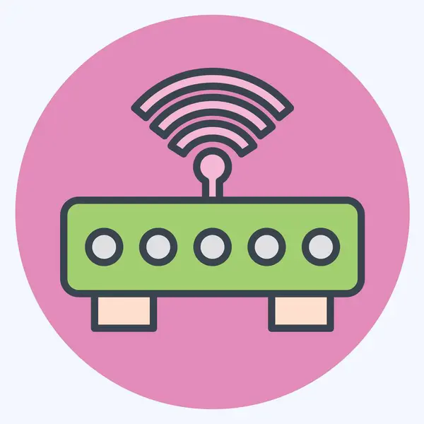 Simge Wifi Router. Wifi sembolüyle ilgili. renk arkadaşı stili. dizayn edilebilir
