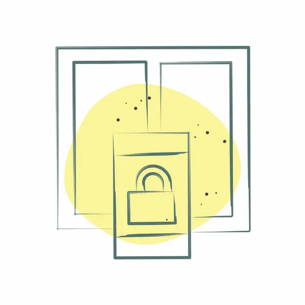 Simge Pencere Kilidi. İç Güvenlik sembolüyle ilgili. Renkli Leke Biçimi