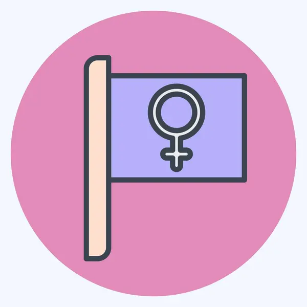 Simge Kadın Bayrağı. Feminizm sembolüyle ilgili. renk arkadaşı stili. dizayn edilebilir
