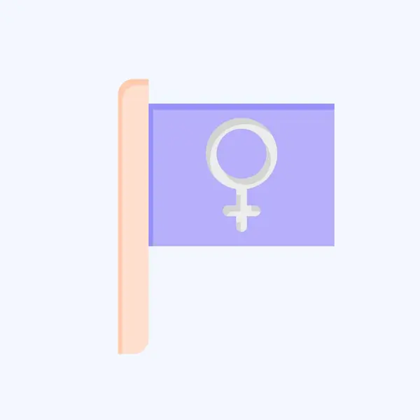 Simge Kadın Bayrağı. Feminizm sembolüyle ilgili. Düz stil. dizayn edilebilir