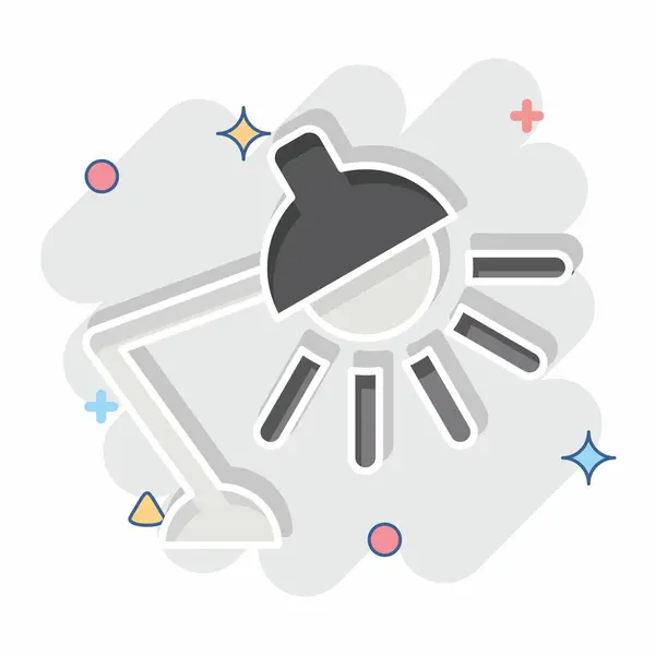 Simge Çalışma Lambası. Işık sembolüyle ilgili. Çizgi roman. dizayn edilebilir