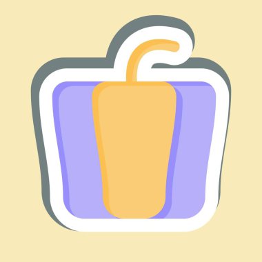 Etiketli Bell Pepper. Meyve ve Sebze Sembolü ile ilgili. düzenlenebilir