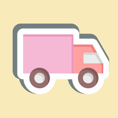 Çıkartmalı kargo kamyonu. Ulaşım sembolüyle ilgili. dizayn edilebilir