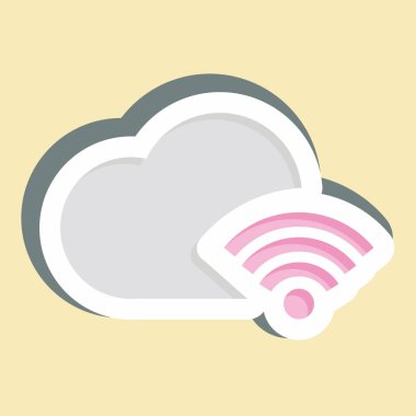 Çıkartma Bulutu. Wifi sembolüyle ilgili. dizayn edilebilir