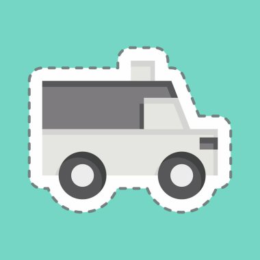 Çıkartma hattı ambulansı kesti. Ulaşım sembolüyle ilgili. dizayn edilebilir