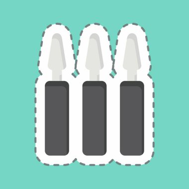 Çıkartma çizgisi Ampulleri kesti. Kozmetoloji sembolüyle ilgili. dizayn edilebilir