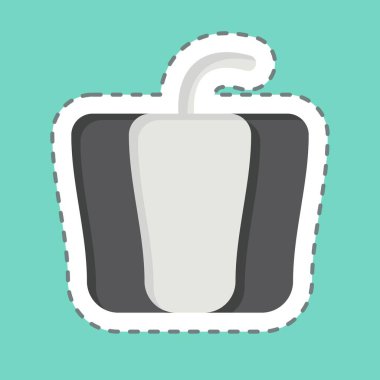 Çıkartma çizgisi Bell Pepper 'ı kesti. Meyve ve Sebze Sembolü ile ilgili. düzenlenebilir