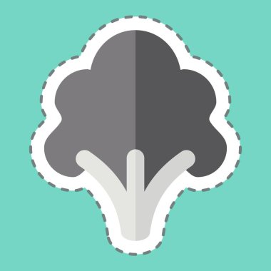 Çıkartma çizgisi Brokoli 'yi kesti. Meyve ve Sebze Sembolü ile ilgili. düzenlenebilir