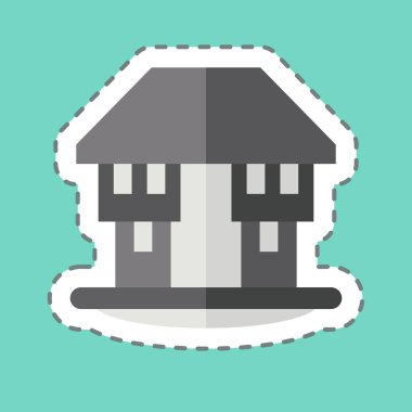 Çıkartma çizgisi Bungalow 'u kesti. House sembolüyle ilgili. dizayn edilebilir