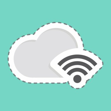 Çıkartma çizgisi Cloud 'u kesti. Wifi sembolüyle ilgili. dizayn edilebilir