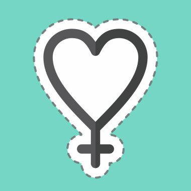 Çıkartma çizgisi Feminizm Aşkı 'nı kesti. Feminizm sembolüyle ilgili. dizayn edilebilir