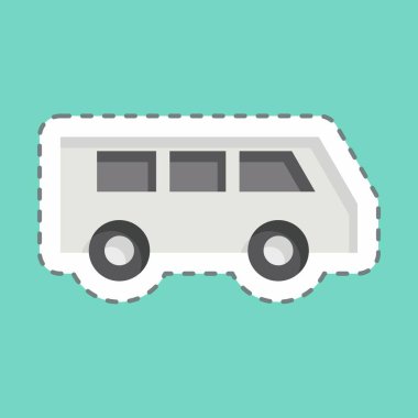 Çıkartma çizgisi Mini Otobüs 'ü kesti. Ulaşım sembolüyle ilgili. dizayn edilebilir