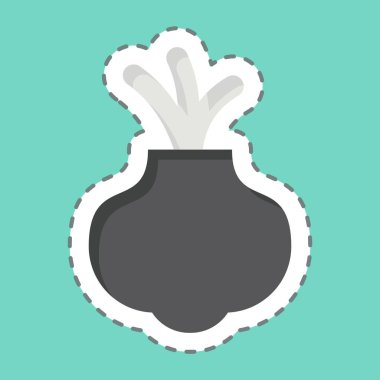 Çıkartma çizgisi soğanı kesti. Meyve ve Sebze Sembolü ile ilgili. düzenlenebilir