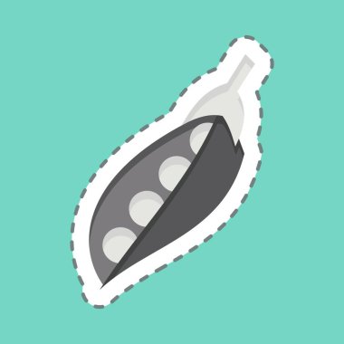 Çıkartma çizgisi Bezelyeleri kesti. Meyve ve Sebze Sembolü ile ilgili. düzenlenebilir