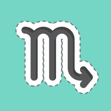 Etiket çizgisi Scorpio 'yu kesti. Astroloji sembolüyle ilgili. dizayn edilebilir