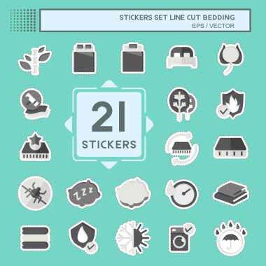 Çıkartma çizgisi kesilmiş yatak takımı. Eğitim sembolüyle ilgili. dizayn edilebilir