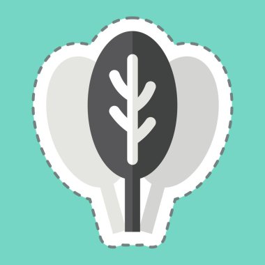 Çıkartma çizgisi ıspanağı kesti. Meyve ve Sebze Sembolü ile ilgili. düzenlenebilir