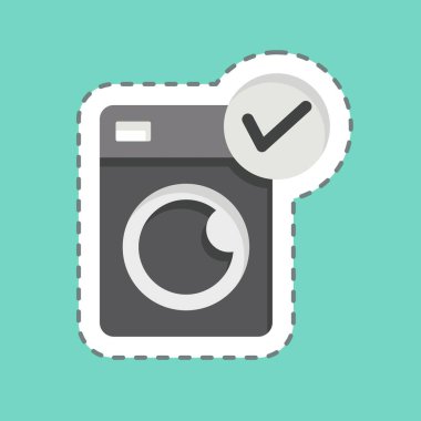 Etiket ipi Çamaşır Makinesini kesti. Yatak sembolü ile ilgili. dizayn edilebilir