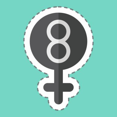 Çıkartma çizgisi Kadınlar Günü 'nü kesti. Feminizm sembolüyle ilgili. dizayn edilebilir