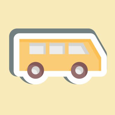 Çıkartmalı Mini Otobüs. Ulaşım sembolüyle ilgili. dizayn edilebilir