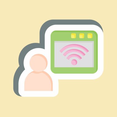 Çıkartma İnternette. Wifi sembolüyle ilgili. dizayn edilebilir