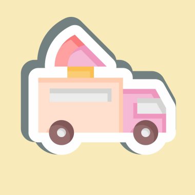 Çıkartmalı Pizza Truck. Ulaşım sembolüyle ilgili. dizayn edilebilir