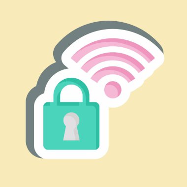 Çıkartma güvende. Wifi sembolüyle ilgili. dizayn edilebilir