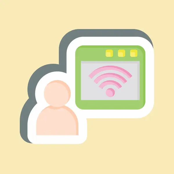 Çıkartma İnternette. Wifi sembolüyle ilgili. dizayn edilebilir