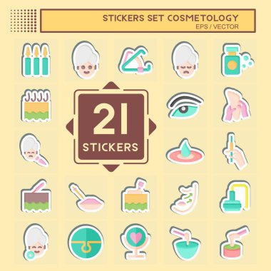 Etiket Seti Kozmetolojisi. Güzellik sembolüyle ilgili. dizayn edilebilir