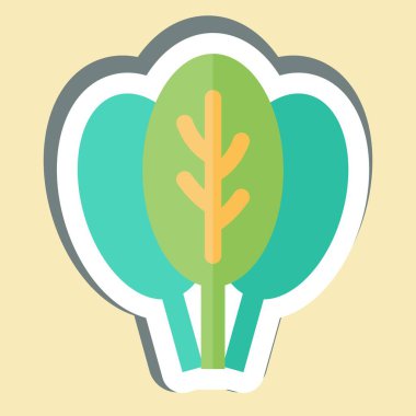 Çıkartmalı ıspanak. Meyve ve Sebze Sembolü ile ilgili. düzenlenebilir