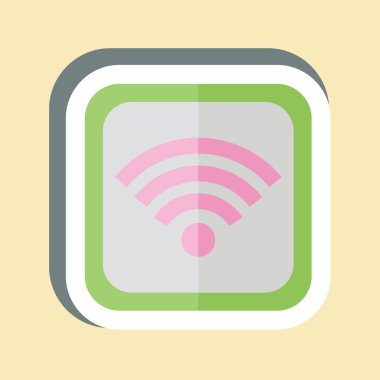 Çıkartma Karı Düğmesi. Wifi sembolüyle ilgili. dizayn edilebilir