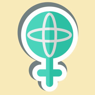 Etiket Dünyası Feminizmi. Feminizm sembolüyle ilgili. dizayn edilebilir