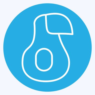 Simge Avokado. Doğal Organik Kozmetik Sembolü ile ilgili. Mavi gözlü. dizayn edilebilir