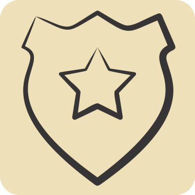 Simge Rozeti. Polis sembolüyle ilgili. El çizimi tarzı. dizayn edilebilir