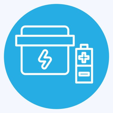 Simge Batarya Atık. Geri dönüşüm sembolüyle ilgili. Mavi gözlü. dizayn edilebilir