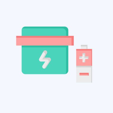 Simge Batarya Atık. Geri dönüşüm sembolüyle ilgili. Düz stil. dizayn edilebilir