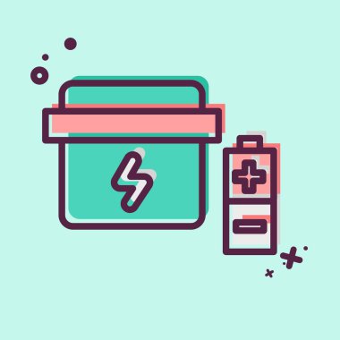 Simge Batarya Atık. Geri dönüşüm sembolüyle ilgili. MBE tarzı. dizayn edilebilir