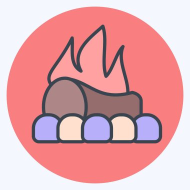 Icon Şenlik Ateşi. Tarih öncesi sembolle ilgili. renk arkadaşı stili. dizayn edilebilir