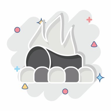 Icon Şenlik Ateşi. Tarih öncesi sembolle ilgili. Çizgi roman. dizayn edilebilir