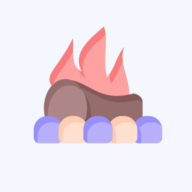 Icon Şenlik Ateşi. Tarih öncesi sembolle ilgili. Düz stil. dizayn edilebilir