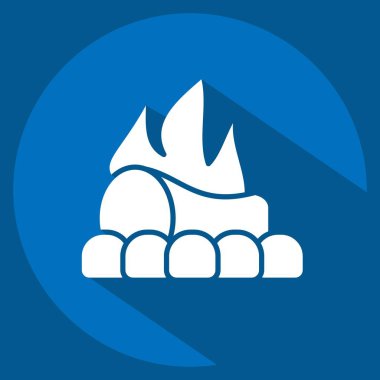 Icon Şenlik Ateşi. Tarih öncesi sembolle ilgili. Uzun gölge tarzı. dizayn edilebilir