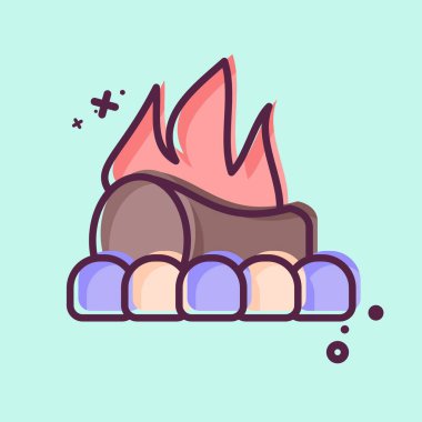 Icon Şenlik Ateşi. Tarih öncesi sembolle ilgili. MBE tarzı. dizayn edilebilir