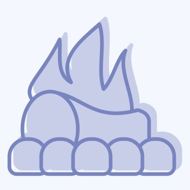 Icon Şenlik Ateşi. Tarih öncesi sembolle ilgili. İki ton stili. dizayn edilebilir