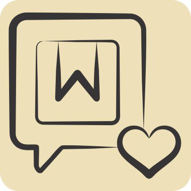 Simge Markası Nişanı. Medya sembolüyle ilgili. El çizimi tarzı. dizayn edilebilir